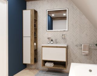 Подвесная тумба под раковину Эстет Monaco Wood ФР-00010678 70см один ящик белый/дуб рустикальный